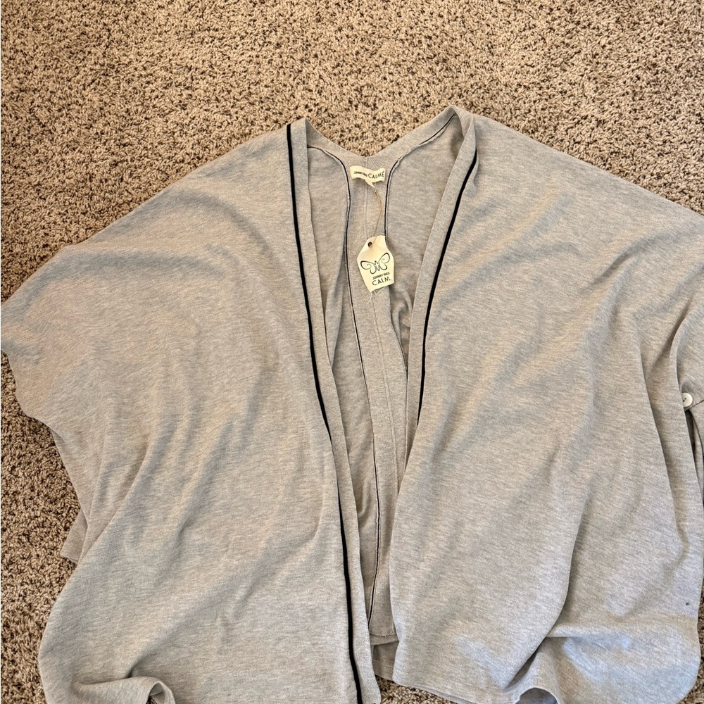 Johnny was calme open sweater grey nwt large